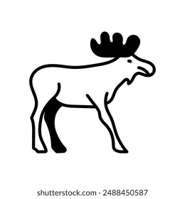 Moose Glyph Icon, Vector illustration