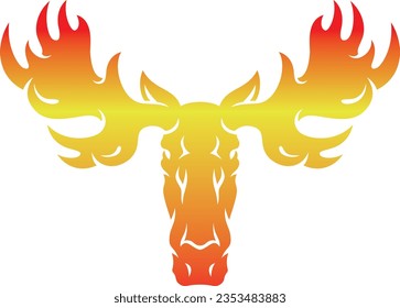 Moose Head with Flame-like Antlers