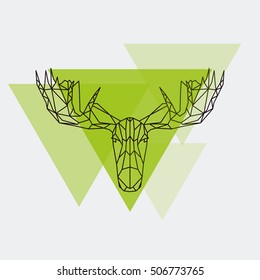 Moose head geometric lines silhouette isolated. Vector design element illustration.