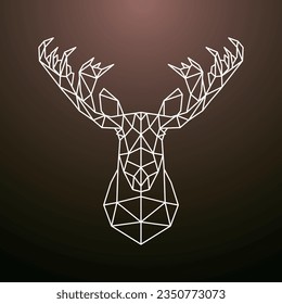 Moose head geometric silhouette. Elk silhouette with polygonal design.