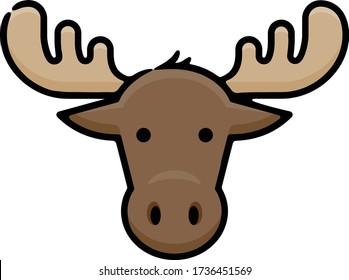 Moose Head Hand Drawn Icon