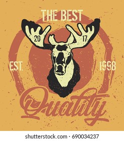 Moose head illustration label.