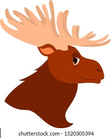 Moose head, illustration, vector on white background.