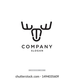 moose head line art vector logo design template. eps10