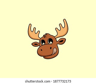 logo de la cabeza de alce con una cara alegre. se puede usar como logo de la compañía, imágenes en camisetas, afiches y muchas más