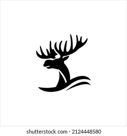 Moose head logo design vector silhouette icon