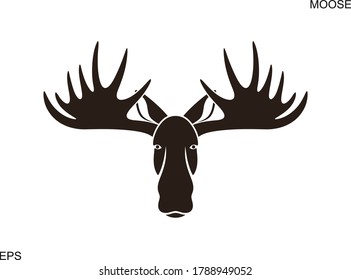 Moose head logo. Isolated moose head on white background. Elk