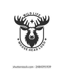 moose head logo vintage badge graphic vector illustration