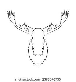 Moose head logo. wildlife elk face icon. Heraldry and royal symbol. Vector illustration image.