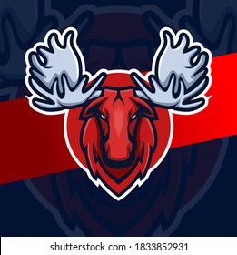 moose head mascot esport logo design character, logo for gaming, sport and wildlife 