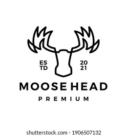 moose head monoline line art logo vector icon illustration