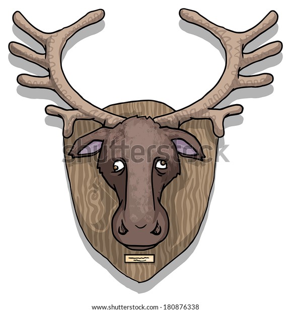 Moose Head On Wall Vector Illustration เวกเตอร์สต็อก ปลอดค่าลิขสิทธิ์ 180876338 Shutterstock 