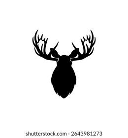 Moose head silhouette icon vector flat design.