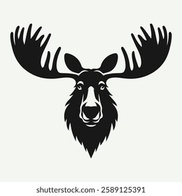 Moose Head Silhouette Vector - Majestic Wildlife Illustration