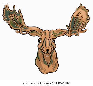 Moose head vector for decorating on white background