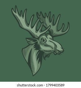 The moose head. Vector illustration.