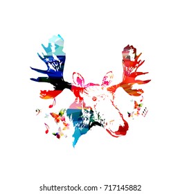 Moose head vector illustration colorful design isolated