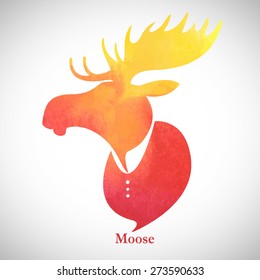 Moose head.Watercolor silhouette