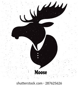 Moose head.Watercolor silhouette