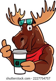 A Moose Holding a Cup of Coffee