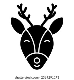 Moose with horns solid icon. Christmas deer head glyph style pictogram on white background. Winter holidays signs for mobile concept and web design. Vector graphics