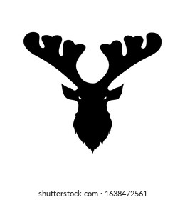 moose with horns vector drawing black outline