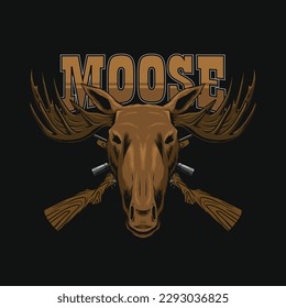 moose hunting logo design, vintage style