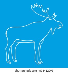 Moose icon blue outline style isolated vector illustration. Thin line sign