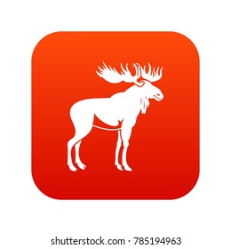 Moose icon digital red for any design isolated on white vector illustration