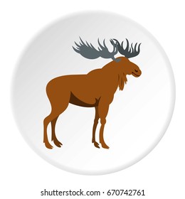 Moose icon in flat circle isolated vector illustration for web