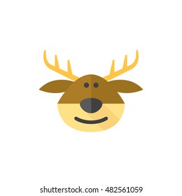 moose icon in flat color style. Christmas animal Santa ride