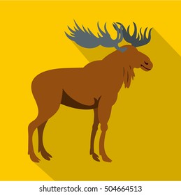 Moose icon. Flat illustration of moose icon for web