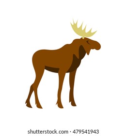Moose icon in flat style isolated on white background. Animal symbol vector illustration