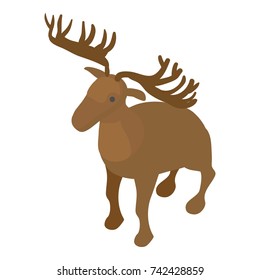 Moose icon. Isometric illustration of deer vector icon for web