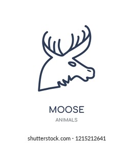 Moose icon. Moose linear symbol design from Animals collection. Simple outline element vector illustration on white background.