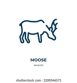 Moose icon. Linear vector illustration from wildlife collection. Outline moose icon vector. Thin line symbol for use on web and mobile apps, logo, print media.