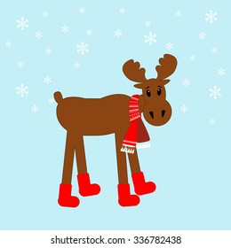 Moose icon on the blue background. Vector illustration.