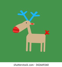 Moose icon on the green background. Vector illustration