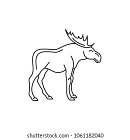 Moose icon. Outline moose vector icon for web design isolated on white background