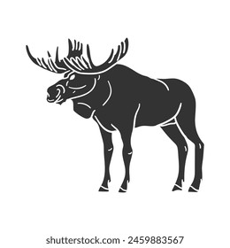 Moose Icon Silhouette Illustration. Mountain Animals Vector Graphic Pictogram Symbol Clip Art. Doodle Sketch Black Sign.