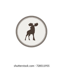 moose icon. Wild animal patch dsign. Stock vector illustration isolated on white background.