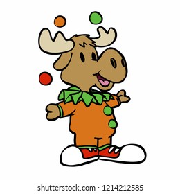 Moose juggler - funny acrobat  vector illustration 