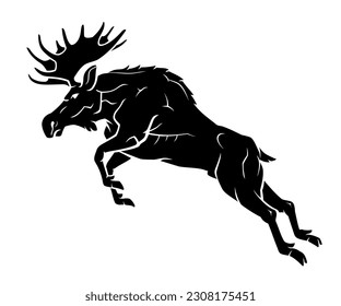 Moose Jumping, Wild Animal Silhouette