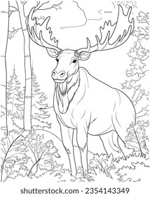 Moose jungle coloring pages line art