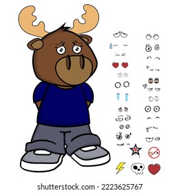 moose kid character cartoon expressions set in vector format
