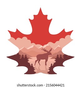 moose landscape in maple leaf