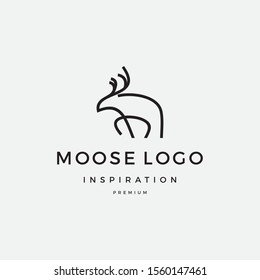 Moose line art logo inspiration vector icon illustration