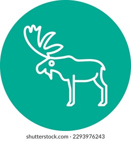 Moose Line Circle Vector Icon Design