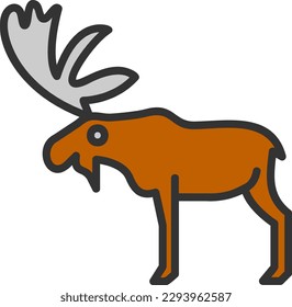 Moose Line Filled Vector Icon Design