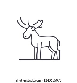 Moose line icon concept. Moose vector linear illustration, symbol, sign